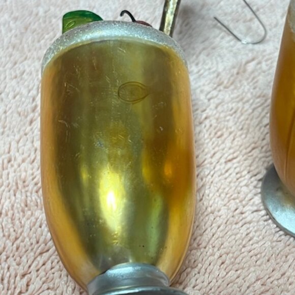 Two Christmas Hand Blown Glass Tropical Cocktail Themed Holiday Ornaments 4" - Picture 11 of 13